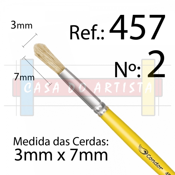 Pincel Redondo Pelo Natural  ref 457 Condor Artes Madeira Tecido - 2