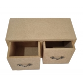 Mini Cômoda Retangular 2 Gavetas Pés e Puxador de Metal MDF cru