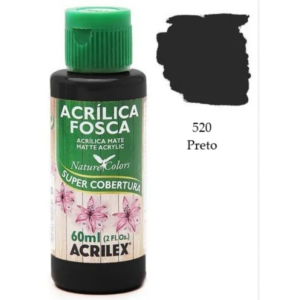 Tinta Acrílica Fosca Nature Colors 60ml Acrilex Artesanato - 520 Preto