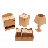 Kit Higiene Bebê Passa Fita Porta Fraldas Abajur MDF cru