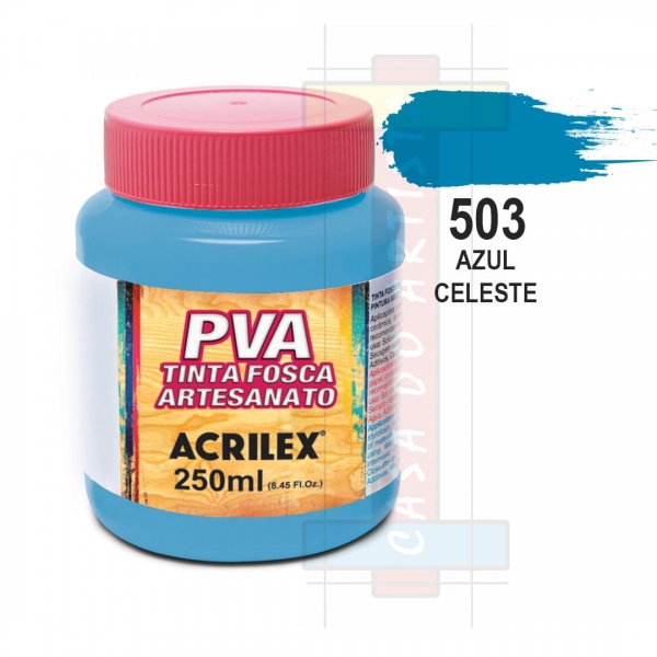 Tinta PVA Fosca Para Artesanato 250ml Acrilex - 503 Azul Celeste