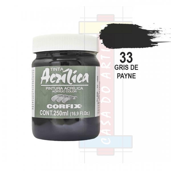 Tinta Acrílica para Pintura Tela 250ml Corfix Pote - Escolha Cor - Gris de Payne Grupo I
