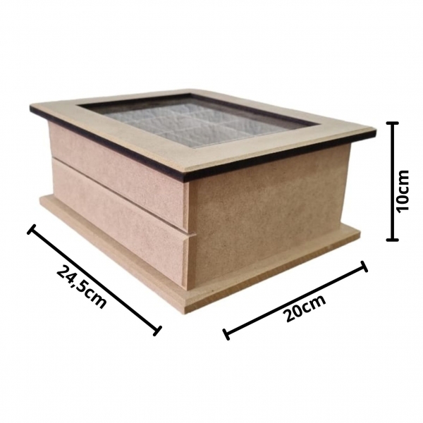 Mini Comôda Caixa Bijuteria MDF Cru 12 Divisórias 1 Gaveta