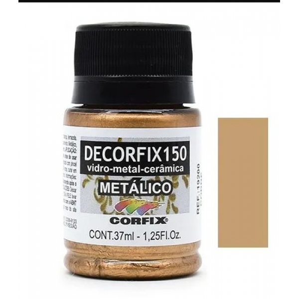 Tinta Vitro Decorfix 150º Metálica 37ml Corfix - Cobre 394