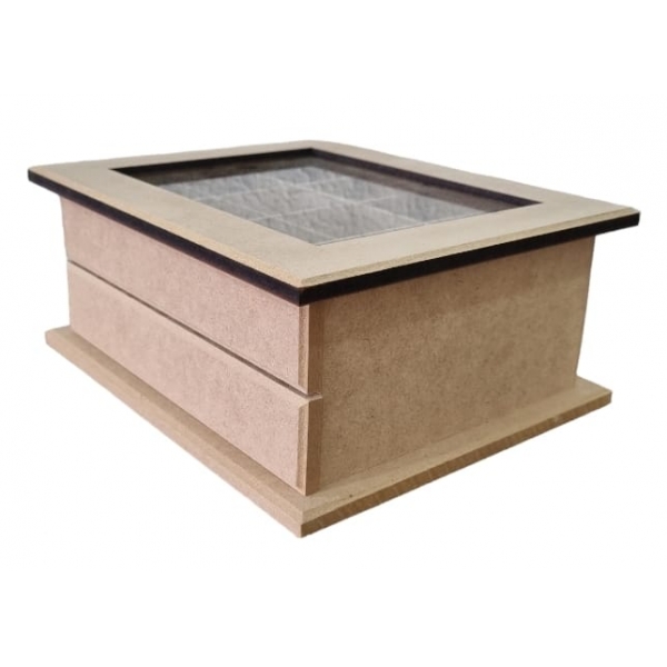 Mini Comôda Caixa Bijuteria MDF Cru 12 Divisórias 1 Gaveta