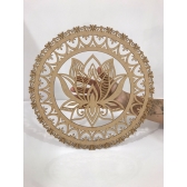 Mandalas Decorativas para Parede 38cm em MDF Cru - Flor de Lotus c/ Borda