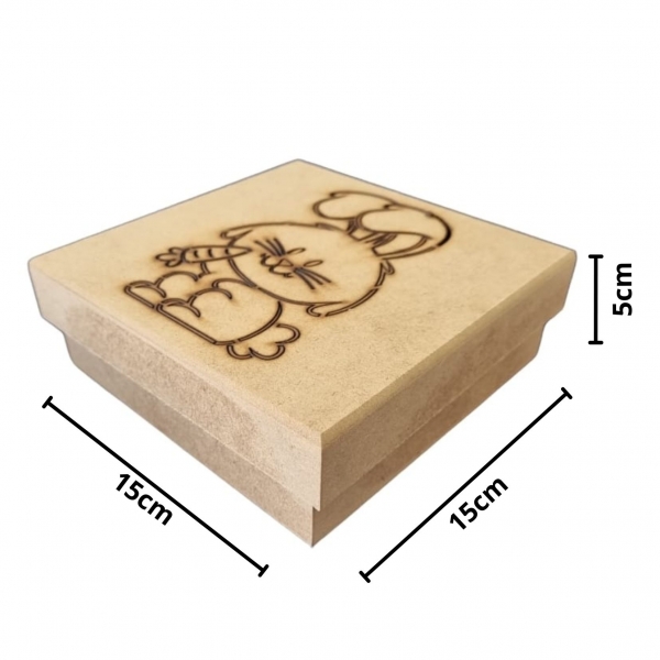 Caixa de Pascoa Coelho c/ Cenoura Bombons Chocolates MDF cru