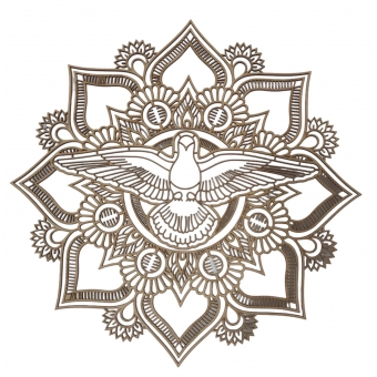 Mandala Espirito Santos c/ Lotus 19cm em MDF Cru
