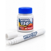 Kit 1 Caneta Marcador Vitro 150º + 1 Tinta Vitro 150º  37ml - Acrilex - Cor Branca