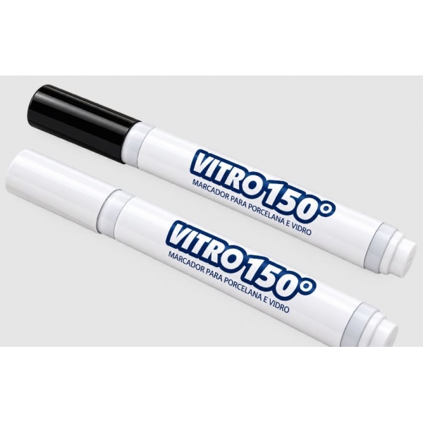 Kit 2 Cores - Caneta Marcador Vitro 150º  Acrilex - 1 Branca + 1 Preta