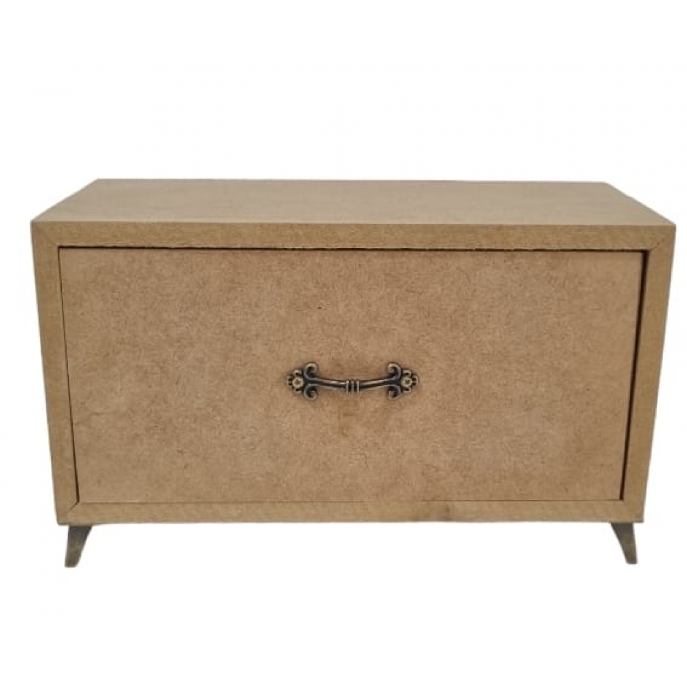 Cômoda Retangular 1 Gaveta Pés e Puxador de Metal MDF cru