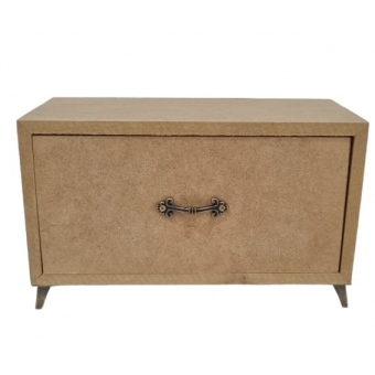 Cômoda Retangular 1 Gaveta Pés e Puxador de Metal MDF cru