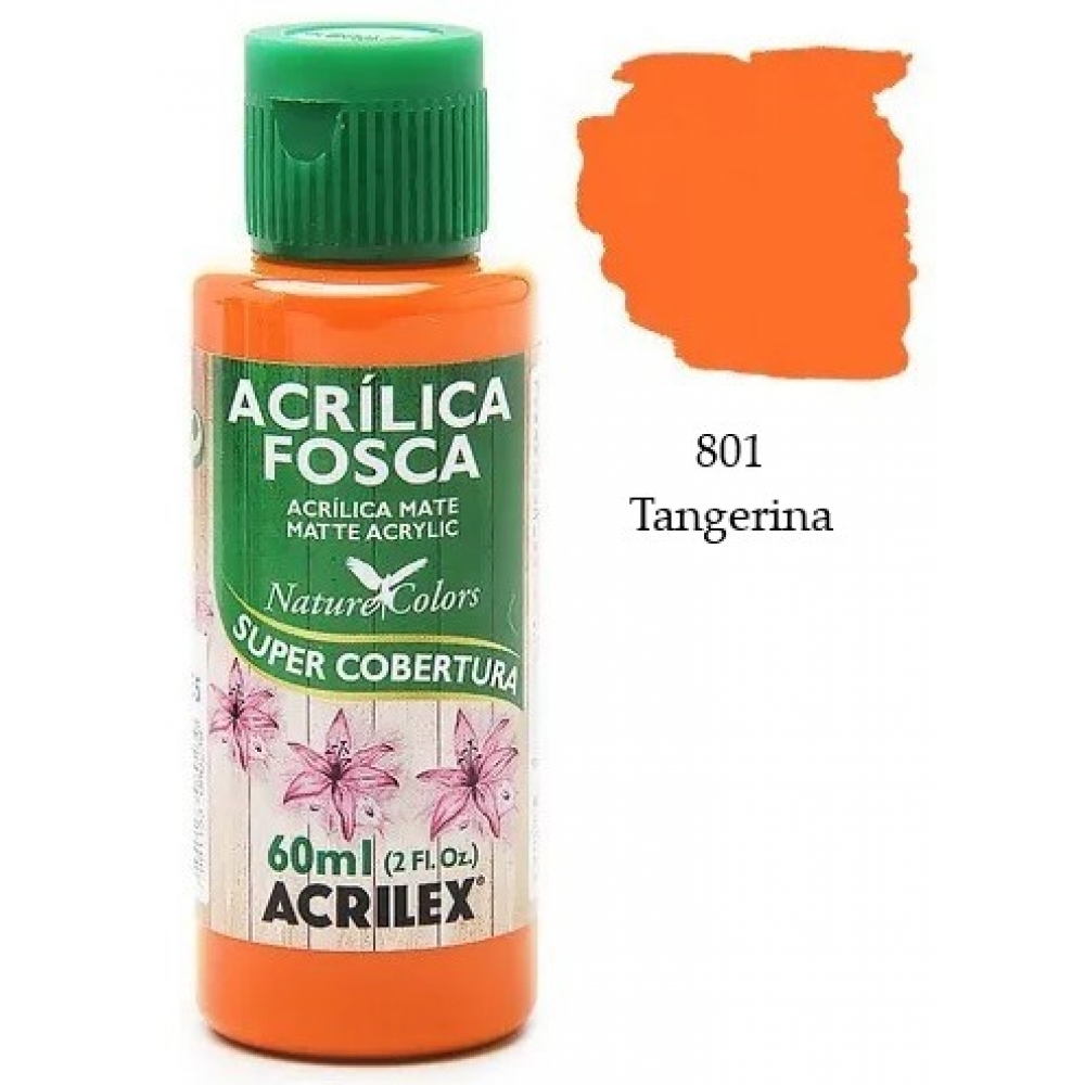 Tinta Acrílica Fosca Nature Colors 60ml Acrilex Artesanato - 801 Tangerina