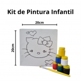 Kit Pintura em Tela Infantil c/ Tintas Pincel e Arte - Hello Kitty KIT202014TR