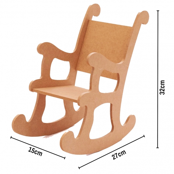 Cadeira de Balanço Infantil Brinquedo Boneca Enfeite MDF cru
