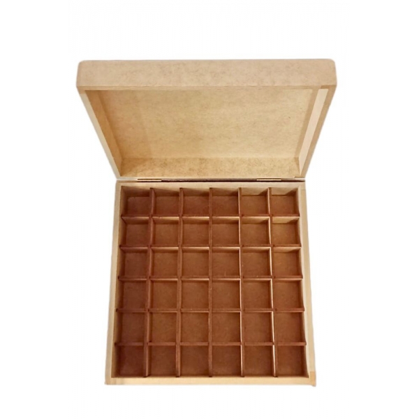 Caixa p/ Óleos Essencias 5ml e 15ml c/ 36 divisórias MDF Cru