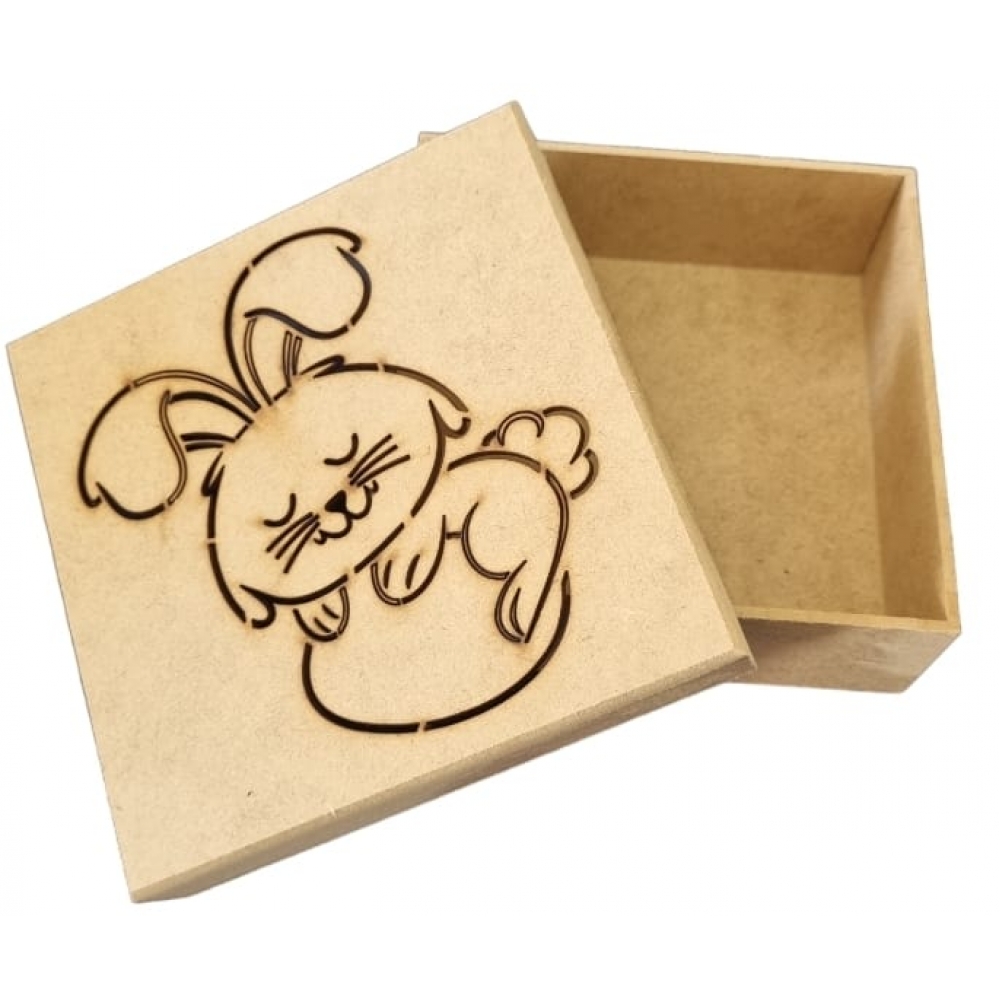 Caixa de Pascoa Coelho no Ovo Bombons Chocolates MDF cru