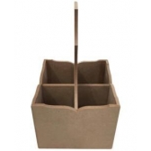 Porta Talher Quadrado com Alça Central 4 divisões MDF Cru