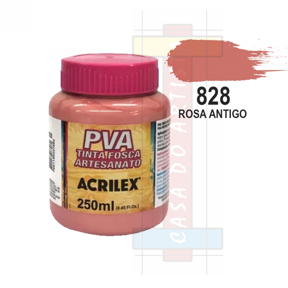 Tinta PVA Fosca Para Artesanato 250ml Acrilex - 828 Rosa Antigo