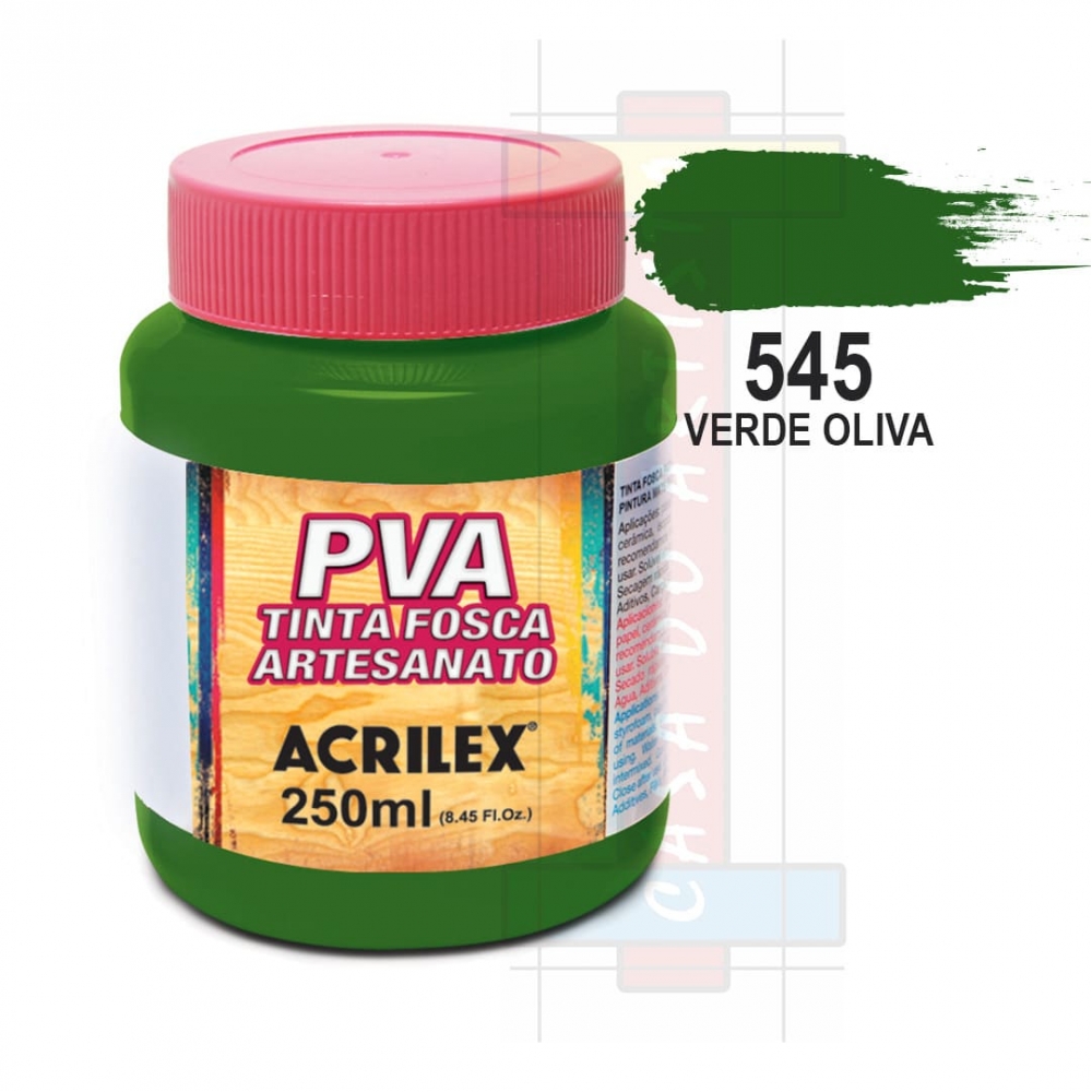 Tinta PVA Fosca Para Artesanato 250ml Acrilex - 545 Verde Oliva