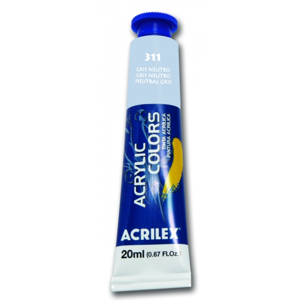 Tinta Acrílica para Pintura em Tela 20ml Acrilex - Escolha as Cores - Gris Neutro 311