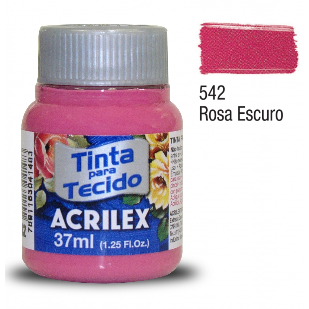 Tinta para Tecido Fosca 37ml Acrilex - 542 Rosa Escuro
