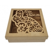 Caixa de Pascoa para Ovos Bombons Chocolates Coelho Floral MDF cru