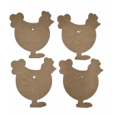 Descanso de Panelas Recorte de Galinha c/ 4 suportes MDF Cru