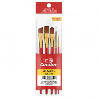 Pincel Ref. 5503 Condor Kit c5 Variado Sintético Macio Pintura Artística