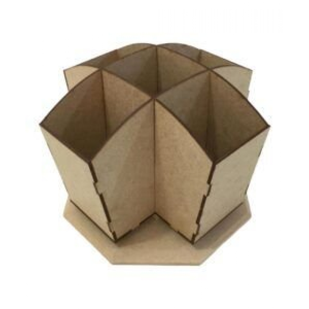 Porta Talher Giratório MDF Cru com 5 Divisões