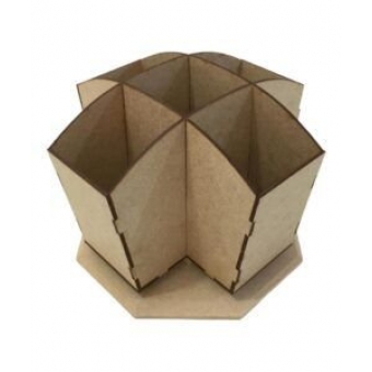 Porta Talher Giratório MDF Cru com 5 Divisões