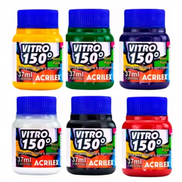 Kit Tinta Vitro 150º 37ml Acrilex Vidro Porcelana
