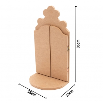 Oratório Aberto c/ Base p/ Imagem Santo de até 30cm MDF cru