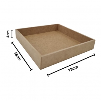 Bandeja Reta Lisa P 18x18cm Mosaico Lavabo Café Mesa MDF cru