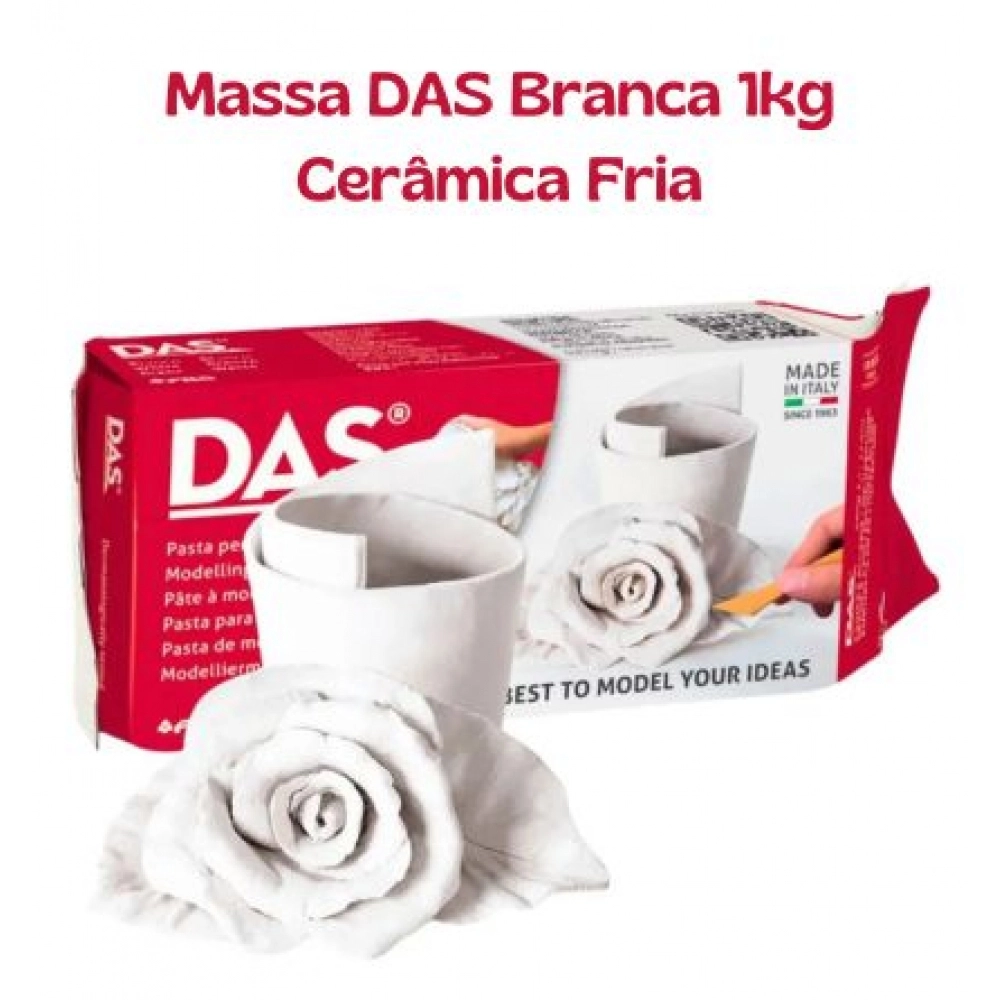 Massa de Modelar Cerâmica Fria Branca DAS 500g