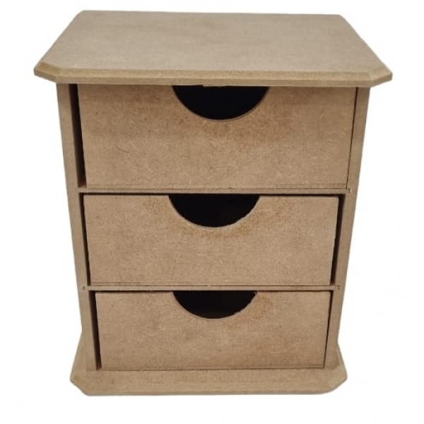 Cômoda 3 Gavetas Organizador Porta Joias Lacinhos MDF cru