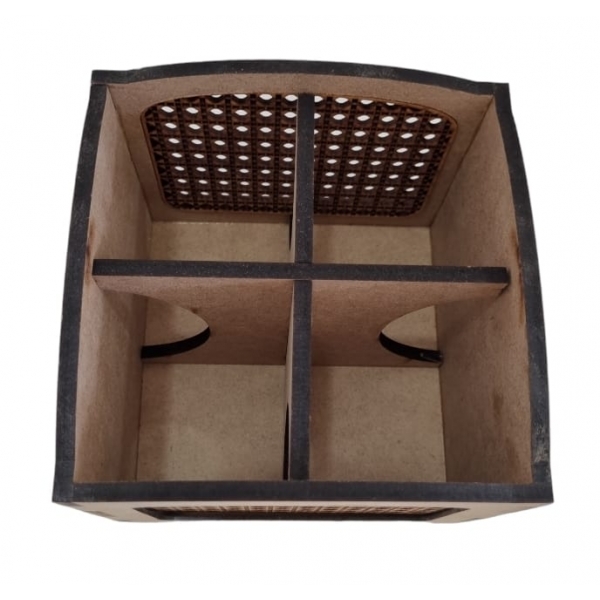 Porta Talher Palha Indiana 4 divisórias Cozinha MDF cru