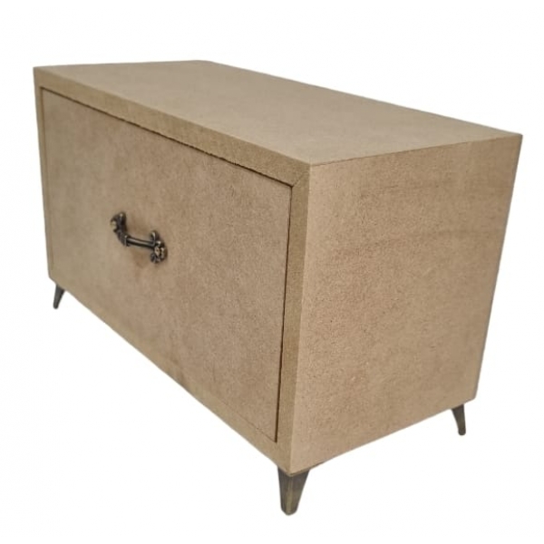 Cômoda Retangular 1 Gaveta Pés e Puxador de Metal MDF cru