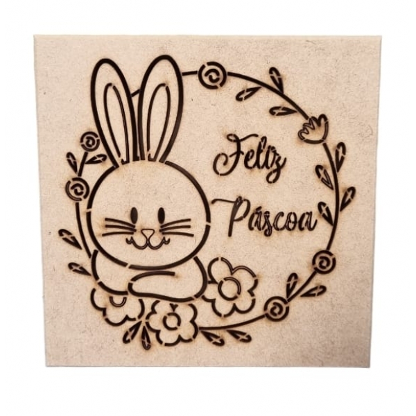 Caixa de Pascoa Coelho c/ Flores Bombons Chocolates MDF cru