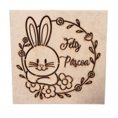 Caixa de Pascoa Coelho c/ Flores Bombons Chocolates MDF cru