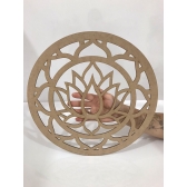 Mandalas Decorativas para Parede 38cm em MDF Cru - Flor de Lotus Fechada