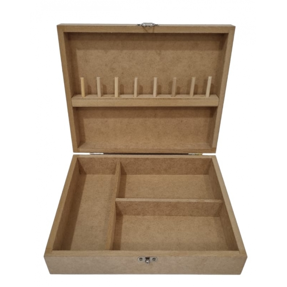 Caixa de Costura Retangular Grande Porta Linhas MDF cru