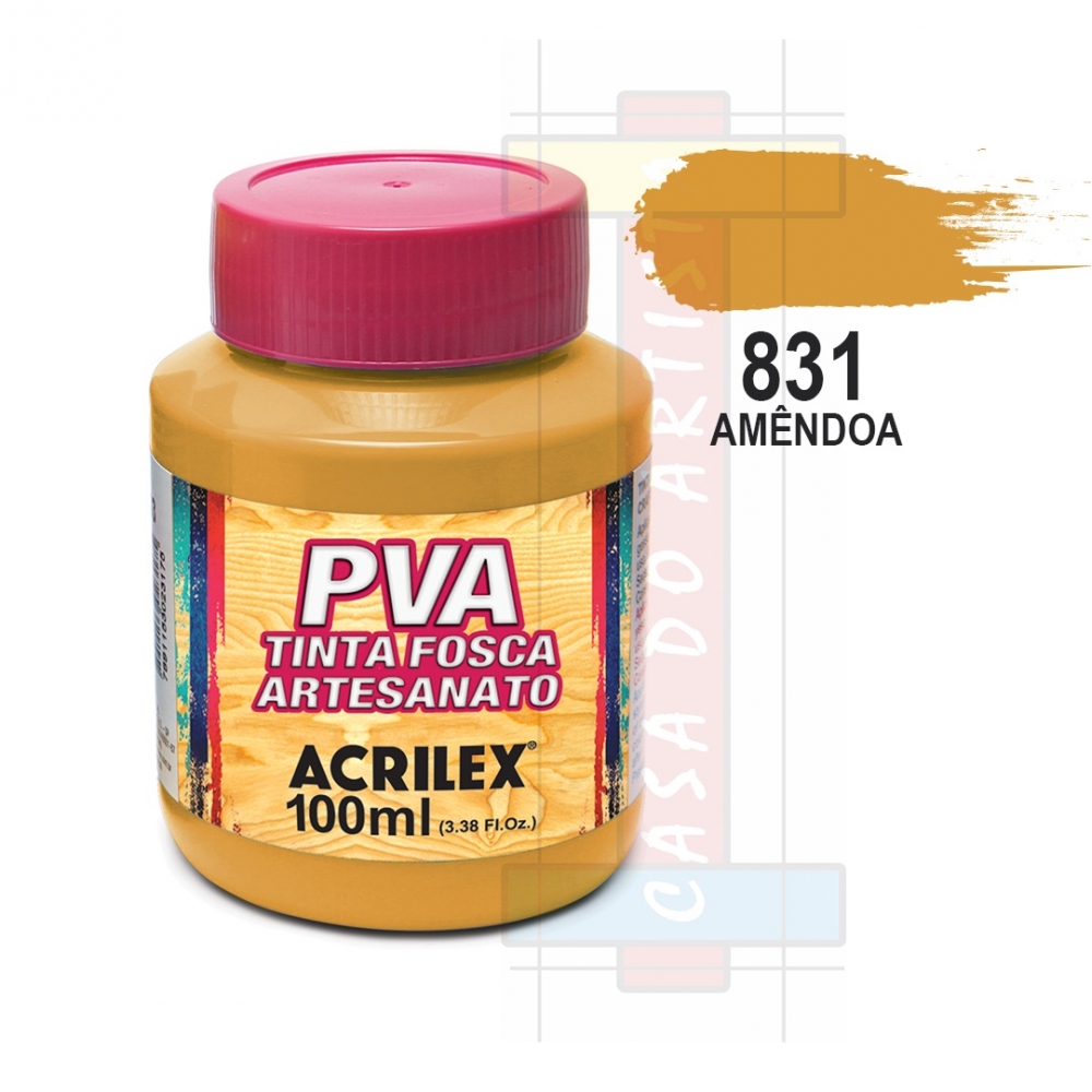 Tinta PVA Fosca Para Artesanato 100ml Acrilex - 831 Amêndoa