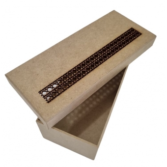 Caixa Mini Vinho Tampa Recortada Laser c/ Treliça P MDF cru