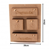Calendário Permanente de Parede Semana, Mês e Ano MDF cru