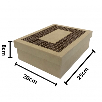 Caixa Mini Vinho Tampa Vazada Borda em Treliça G em MDF cru