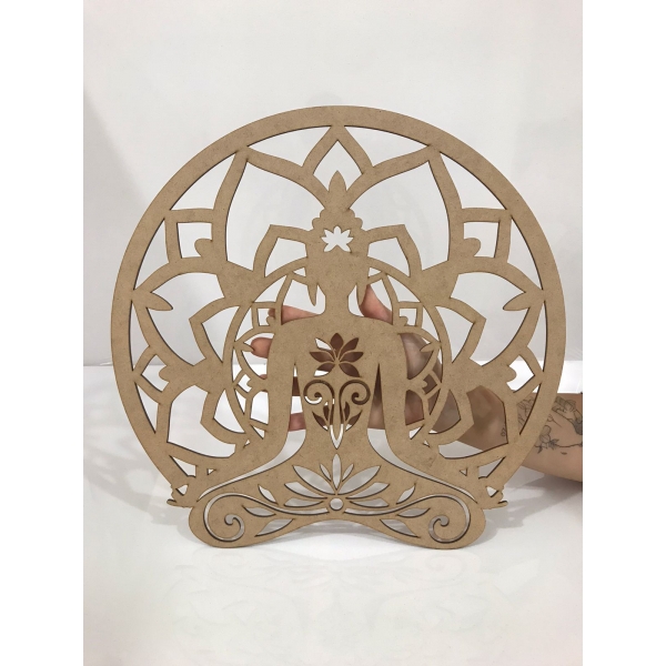 Mandalas Decorativas para Parede 38cm em MDF Cru - Buda Novo