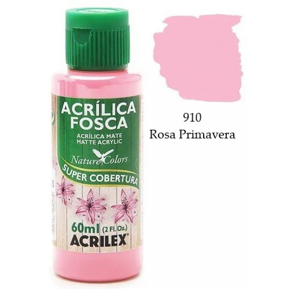 Tinta Acrílica Fosca Nature Colors 60ml Acrilex Artesanato - 910 Rosa Primavera