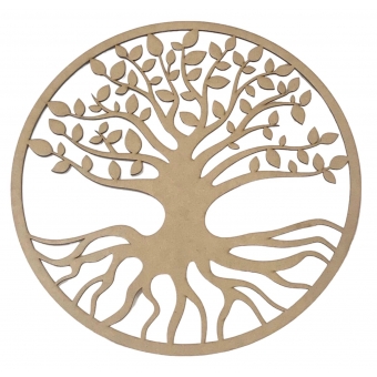 Mandala Decorativa Árvore da Vida 38cm em MDF Cru