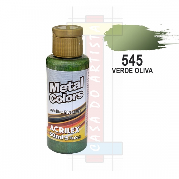 Tinta Acrílica Metálica Metal Colors 60ml Acrilex - Verde Oliva 545